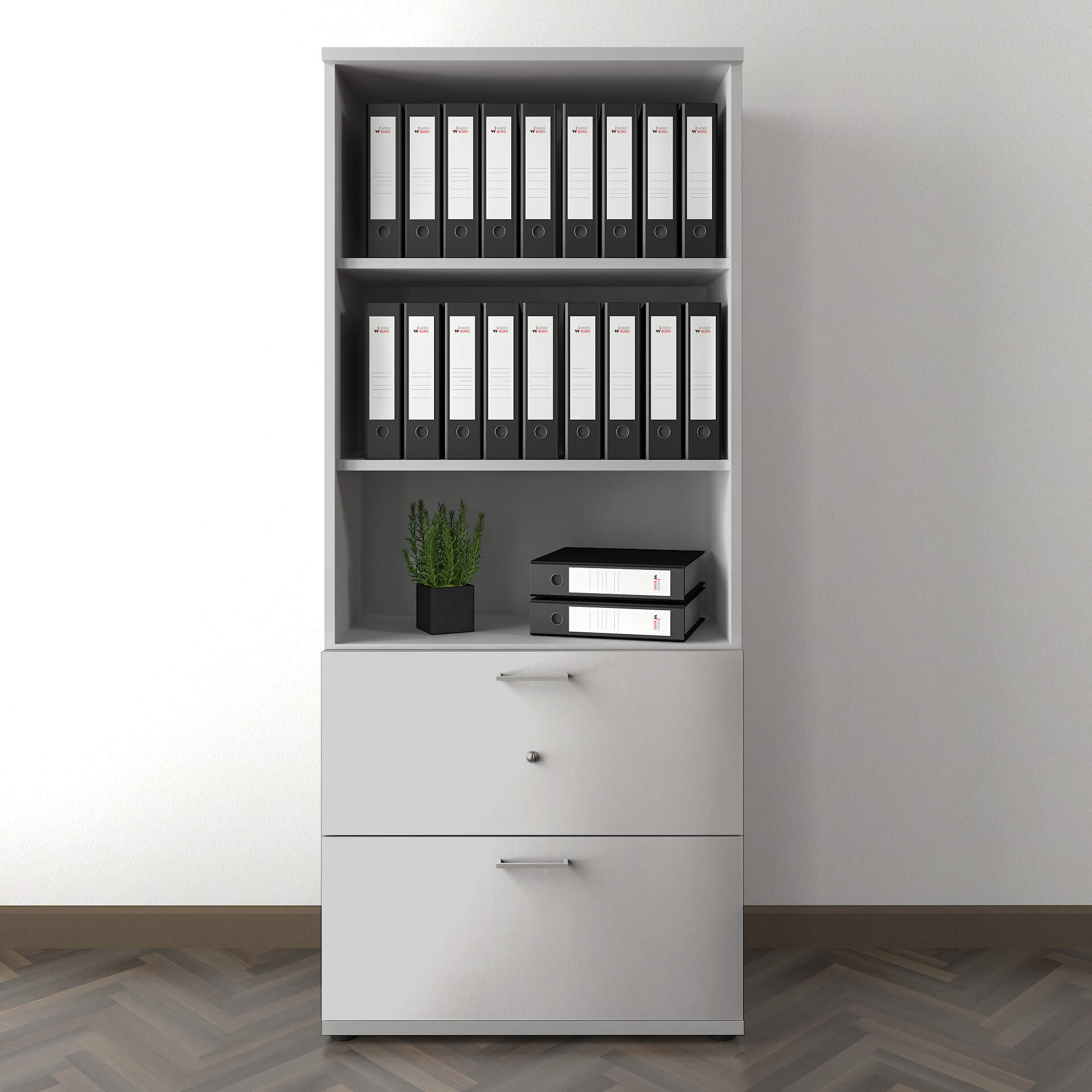 UNI Combined cabinet with hanging register | 5 Oh, 800 x 1897 mm, pearl gray - 1 Main Image