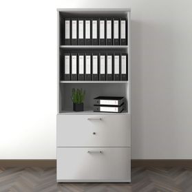 UNI Kombischrank mit Hängeregister | 5 OH, 800 x 1897 mm, Perlgrau