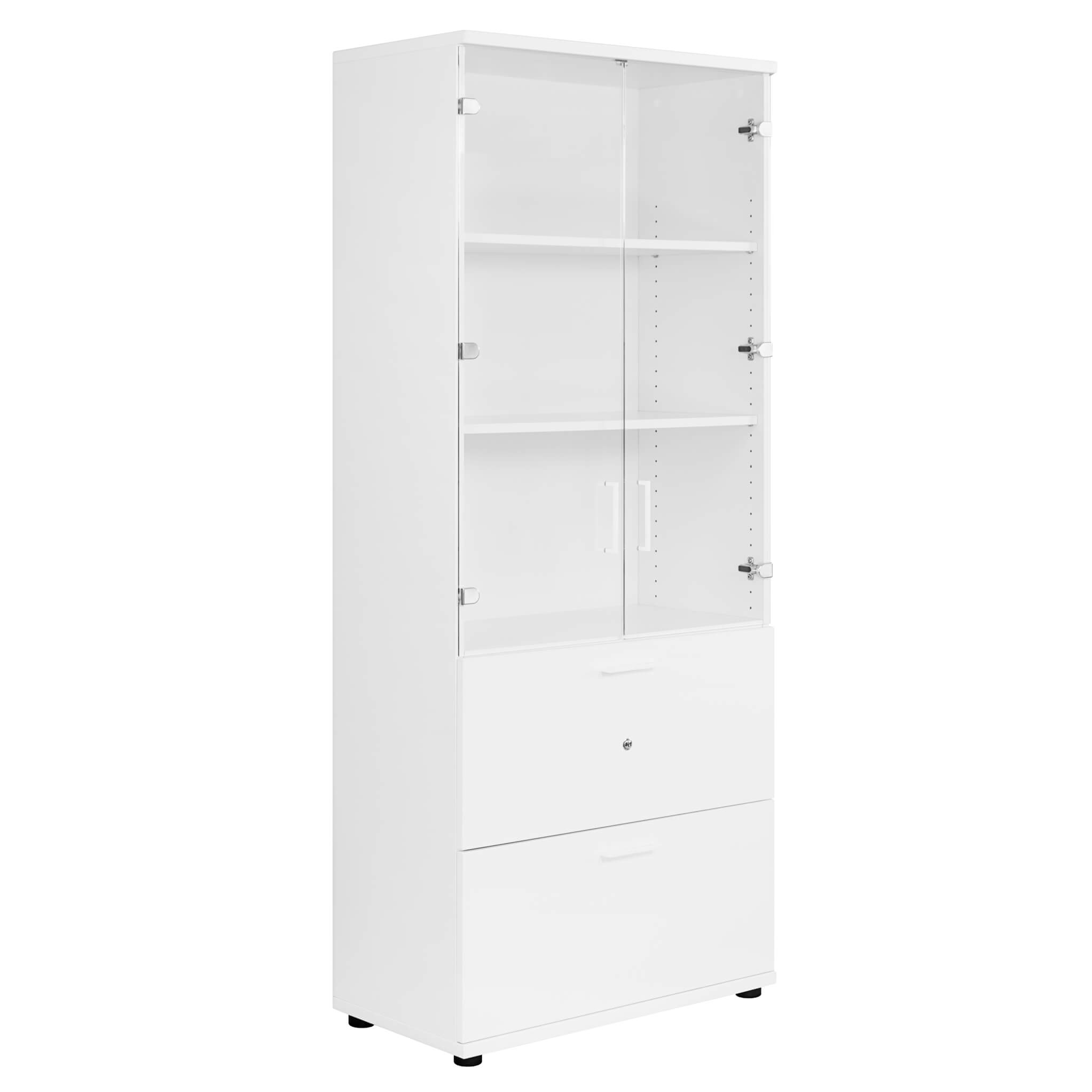 UNI Showcase cabinet with hanger register | 5 Oh, 800 x 1897 mm, white - 2 Main Image