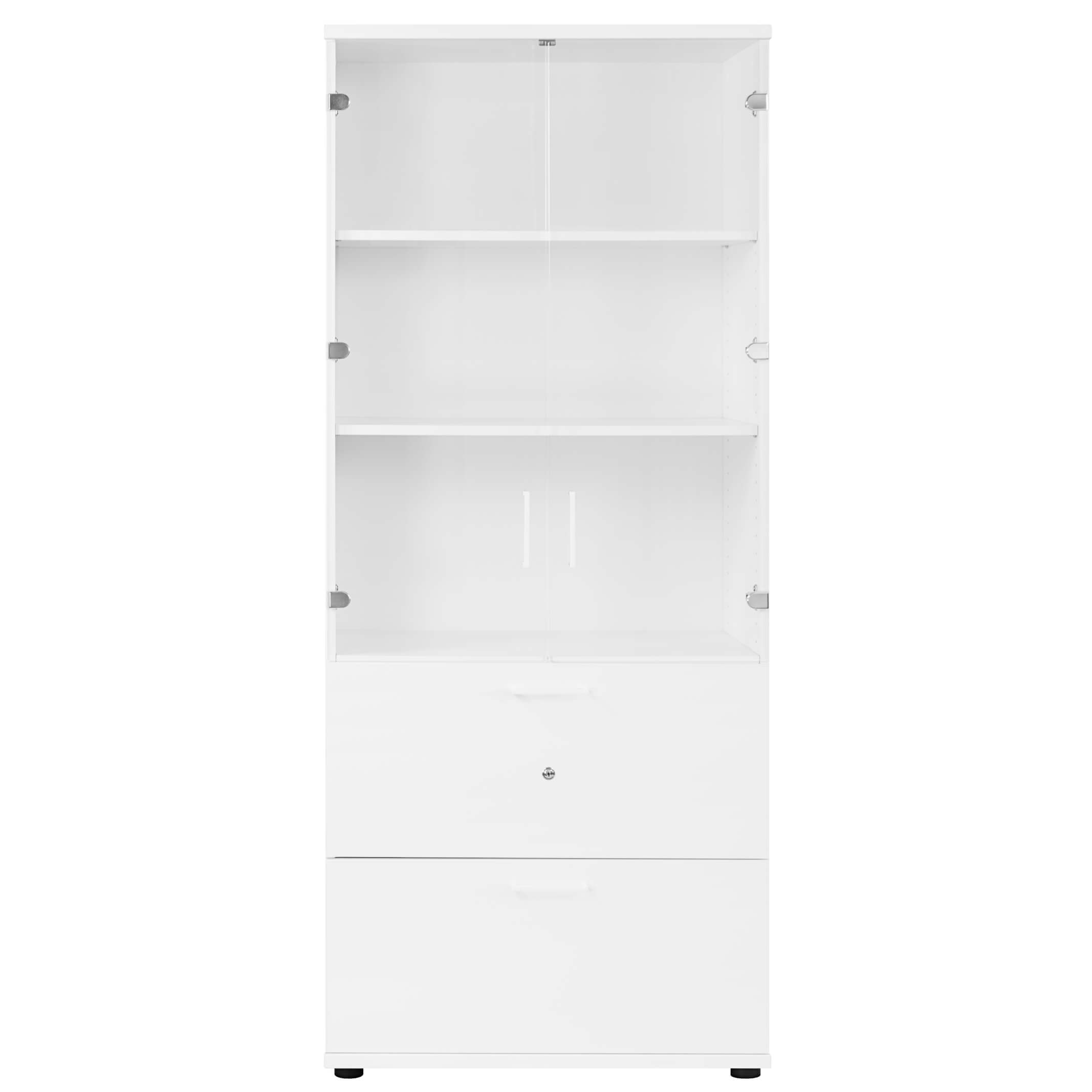 UNI Showcase cabinet with hanger register | 5 Oh, 800 x 1897 mm, white - 3 Main Image