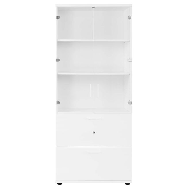 UNI Vitrinenschrank mit Hängeregister | 5 OH, 800 x 1897 mm, Weiß