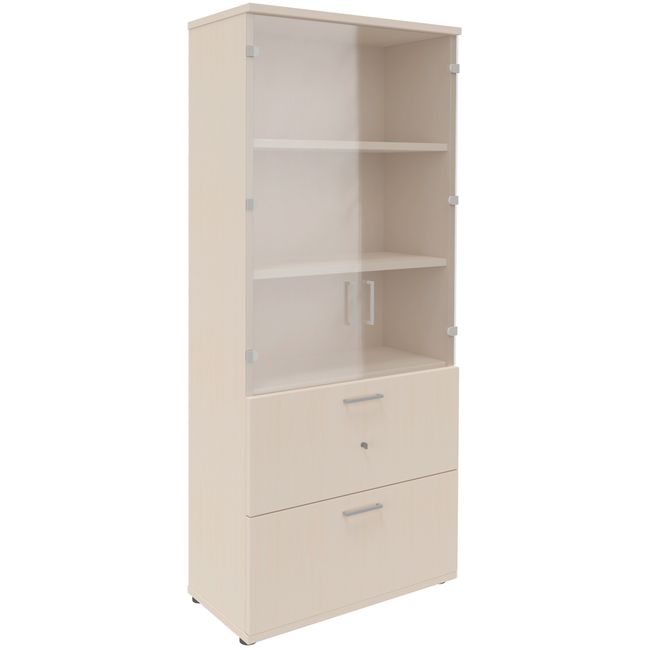 UNI Vitrinenschrank mit Hängeregister | 5 OH, 800 x 1897 mm, Ahorn UNI Vitrinenschrank mit Hängeregister | 5 OH, 800 x 1897 mm, Ahorn