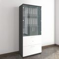 UNI Showcase cabinet with hanger register | 5 Oh, 800 x 1897 mm, anthracite / white - 1 Thumbnail Image