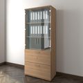 UNI Vitrinenschrank mit Hängeregister | 5 OH, 800 x 1897 mm, Bernsteineiche