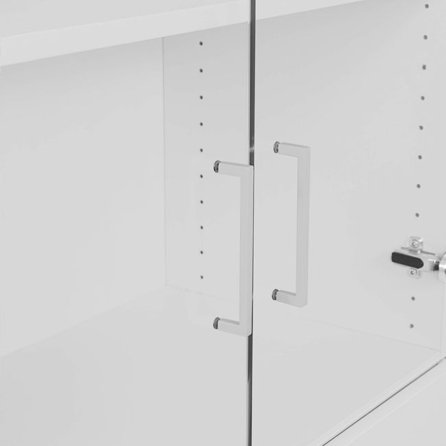 UNI Vitrinenschrank mit Hängeregister | 5 OH, 800 x 1897 mm, Perlgrau