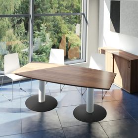 OPTIMA Konferenztisch | Bootsform, 1800 x 1000 mm (6 - 8 Personen), Nussbaum