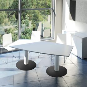 OPTIMA Konferenztisch | Bootsform, 1800 x 1000 mm (6 - 8 Personen), Perlgrau