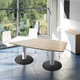 OPTIMA Konferenztisch | Bootsform, 1800 x 1000 mm (6 - 8 Personen), Bernsteineiche