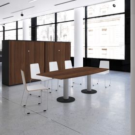 OPTIMA Konferenztisch | Bootsform, 2000 x 1000 mm (6 - 8 Personen), Nussbaum