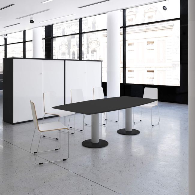 OPTIMA Konferenztisch | Bootsform, 2000 x 1000 mm (6 - 8 Personen), Anthrazit
