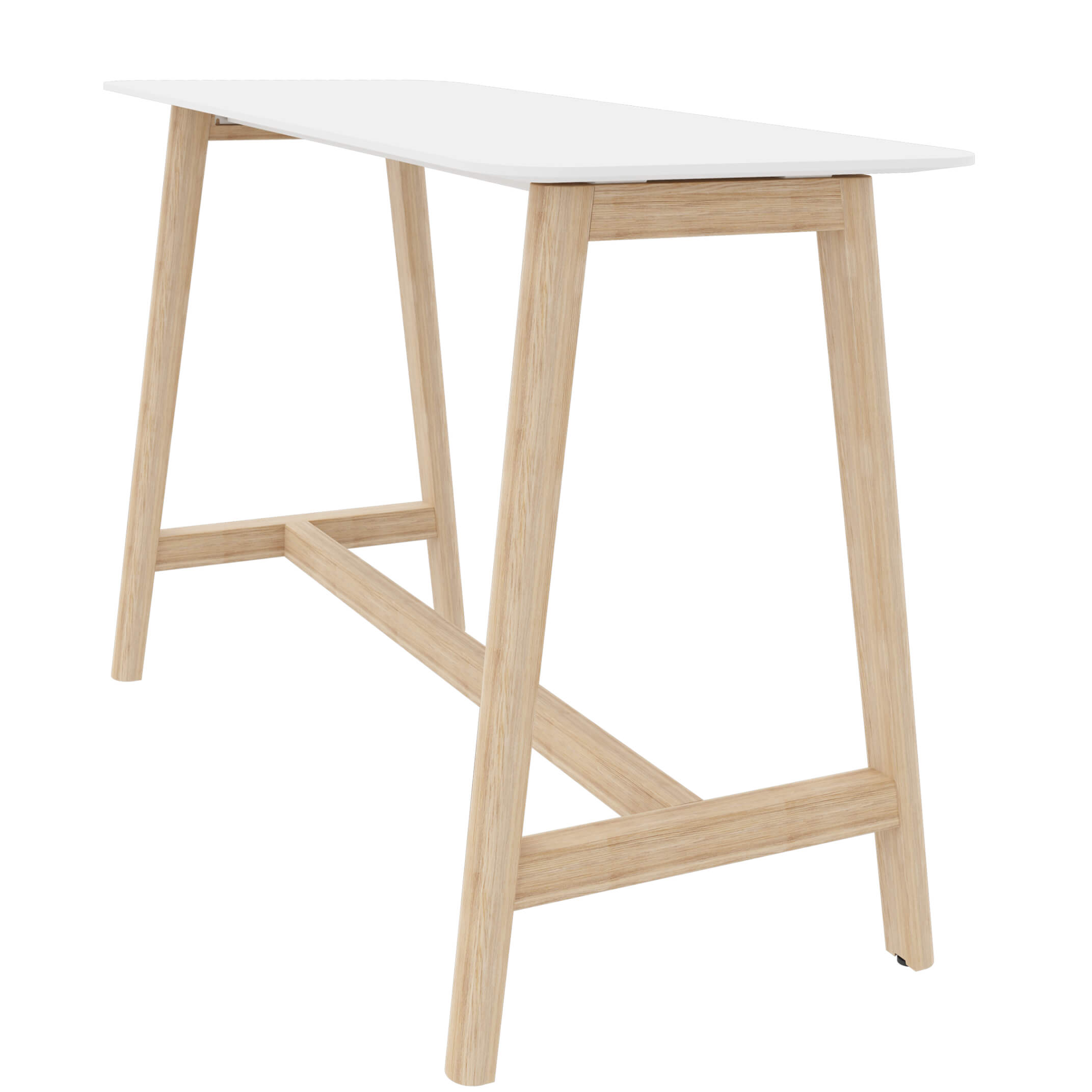 NOVA WOOD Tabella alta | Frame in legno massiccio, 1600 x 700 mm, HPL bianco - 2 Main Image