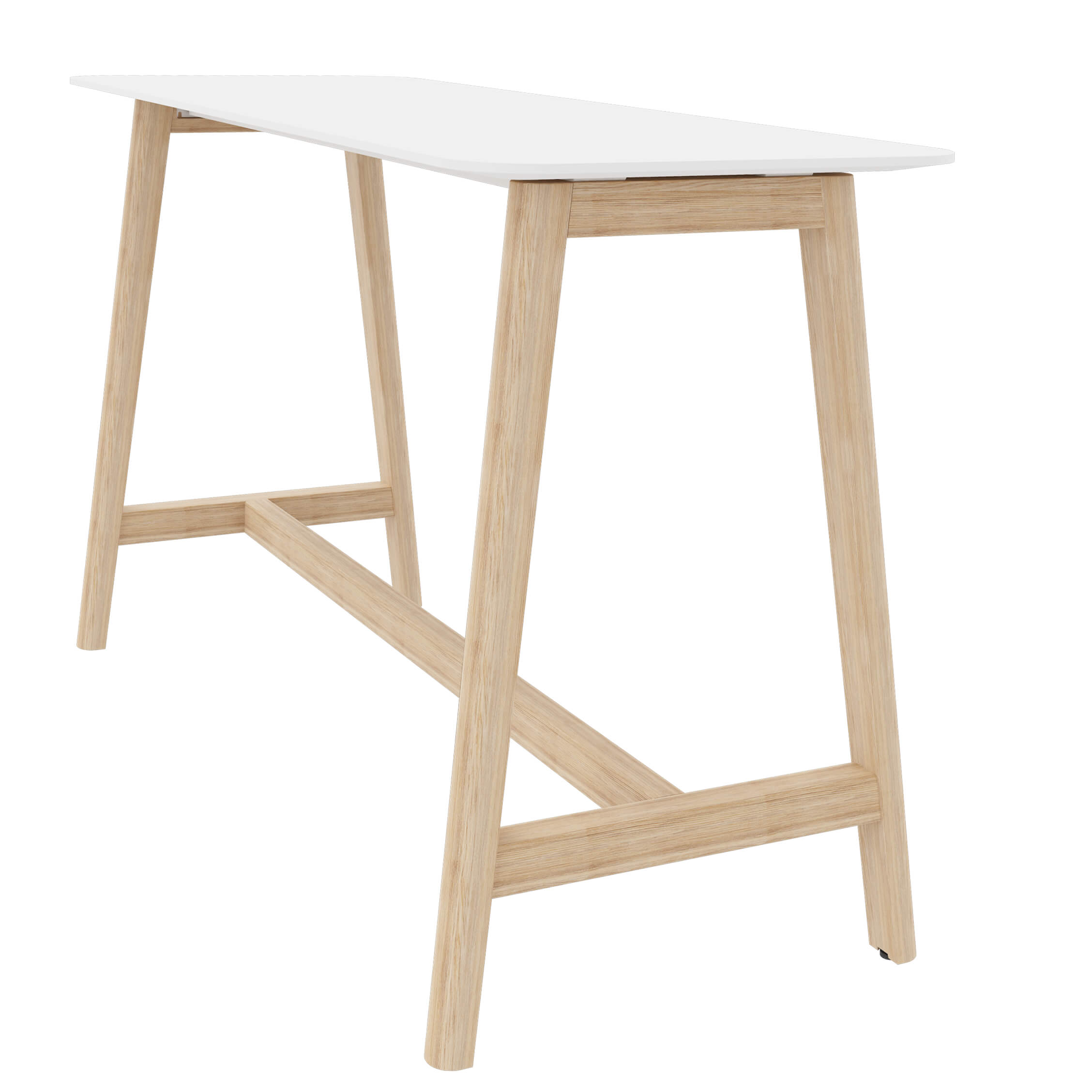NOVA WOOD Hochtisch | Massivholz-Gestell, 1800 x 700 mm, HPL Weiß - 2 Main Image