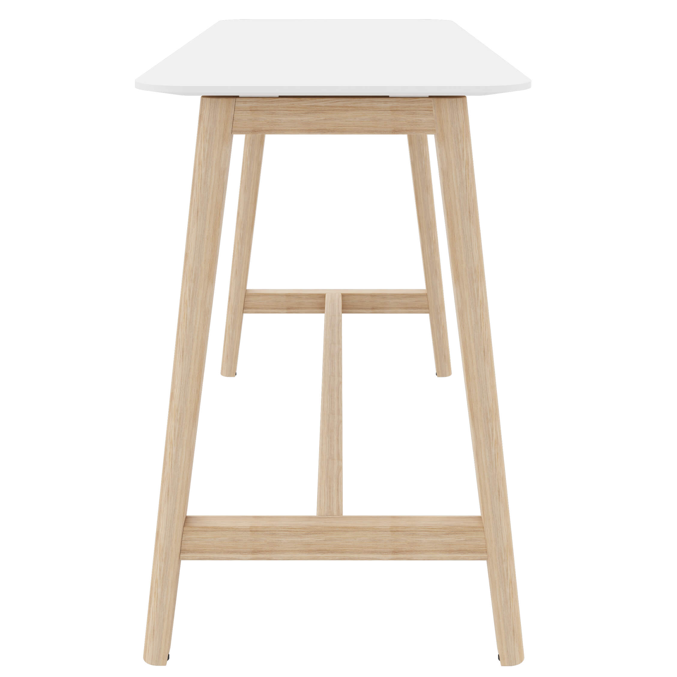 NOVA WOOD Hochtisch | Massivholz-Gestell, 1800 x 700 mm, HPL Weiß - 3 Main Image