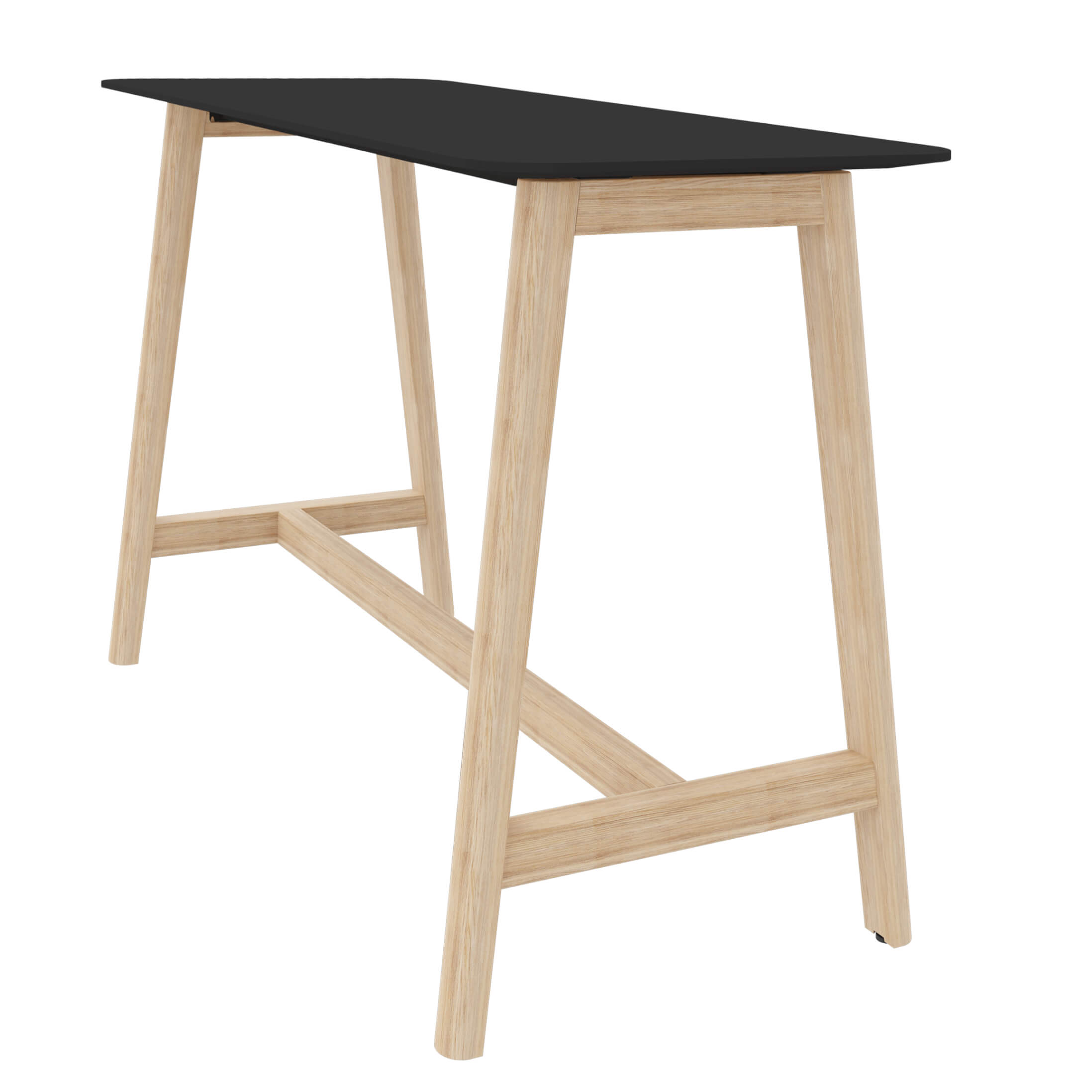 NOVA WOOD high table | Solid wood frame, 1600 x 700 mm, HPL FENIX Black - 2 Main Image