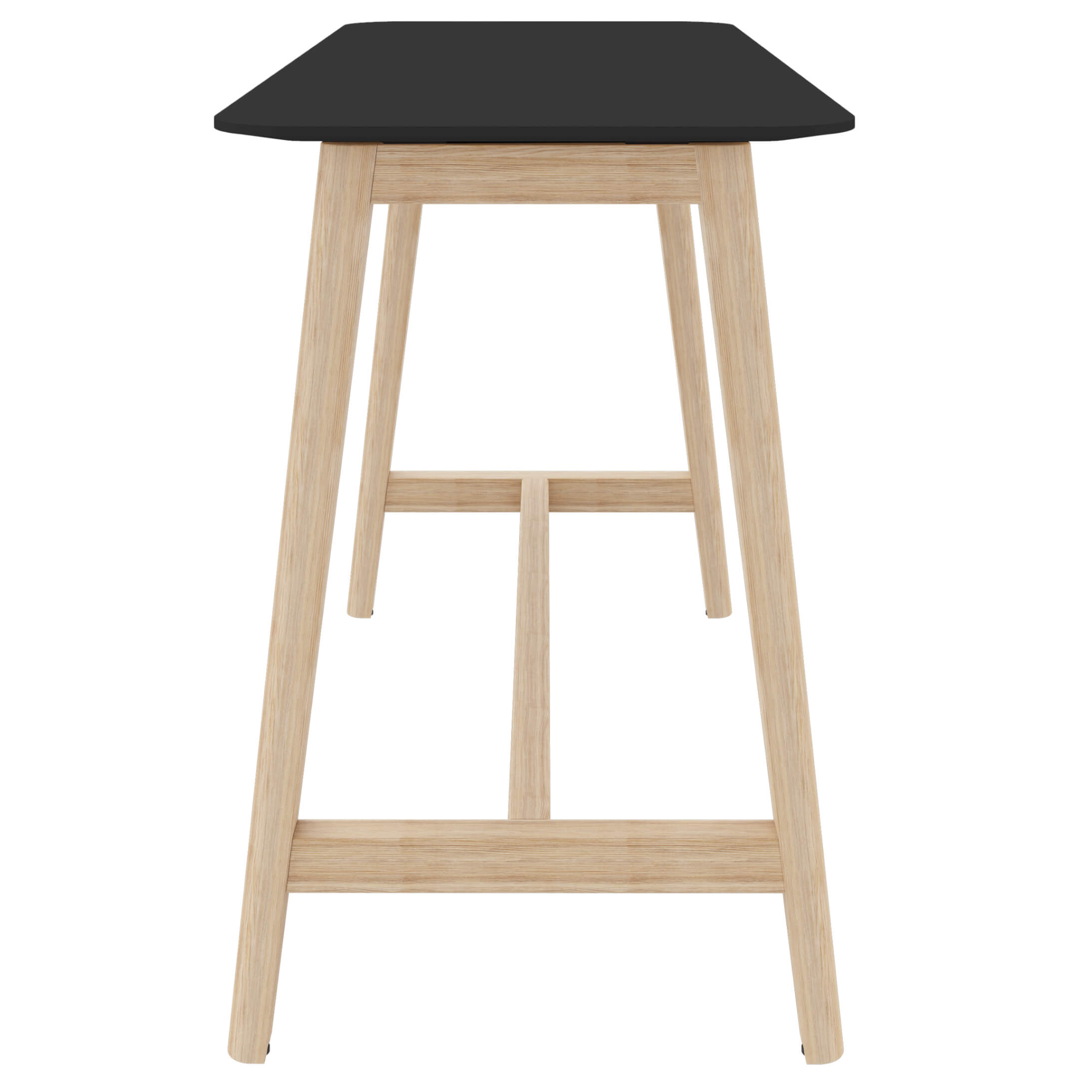 NOVA WOOD high table | Solid wood frame, 1600 x 700 mm, HPL FENIX Black - 3 Main Image