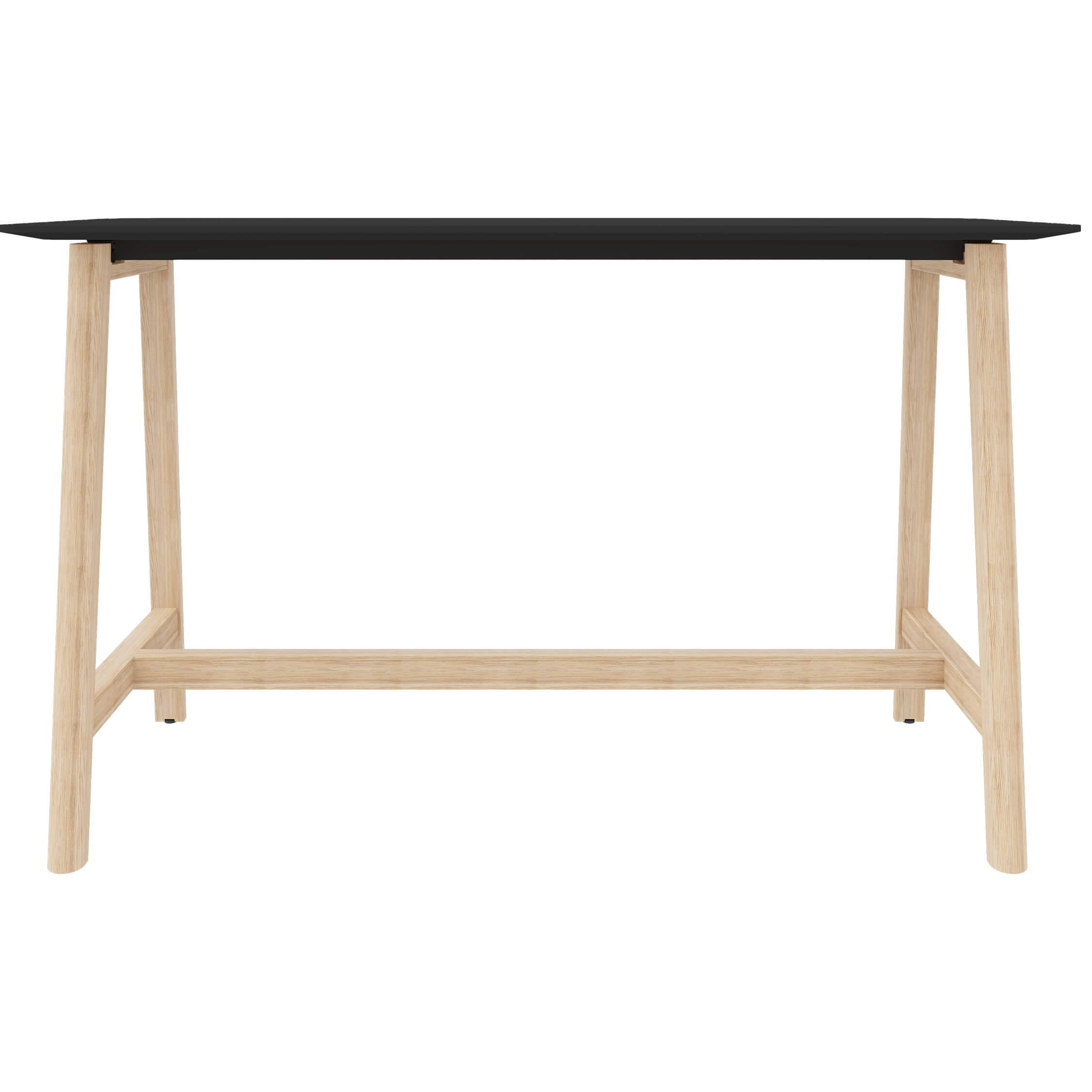 NOVA WOOD Hochtisch | Massivholz-Gestell, 1800 x 700 mm, HPL FENIX Schwarz - 5 Main Image