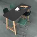 NOVA WOOD Hochtisch | Massivholz-Gestell, 1800 x 700 mm, HPL FENIX Schwarz - 2 Thumbnail Image