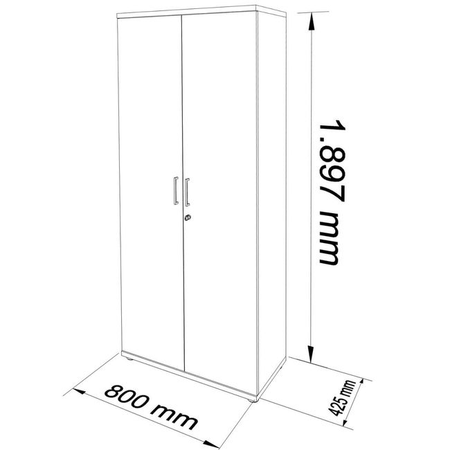 UNI Flügeltürenschrank | 5 OH, 800 x 1897 mm, Weiß UNI Flügeltürenschrank | 5 OH, 800 x 1897 mm, Weiß