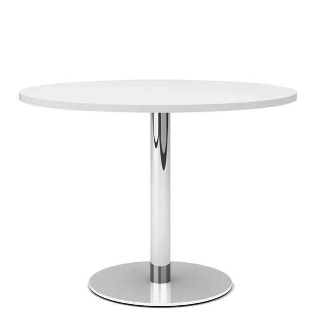 OPTIMA Besprechungstisch | Rund, Gestell Chrom, Ø 1000 mm, Weiß