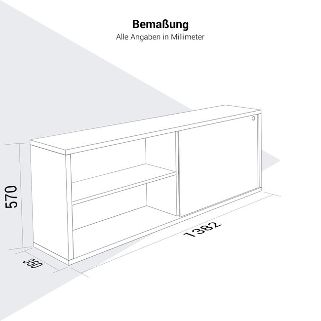 NOVA Lowboard | 1,5 OH, 1382 x 570 mm, Anthrazit NOVA Lowboard | 1,5 OH, 1382 x 570 mm, Anthrazit