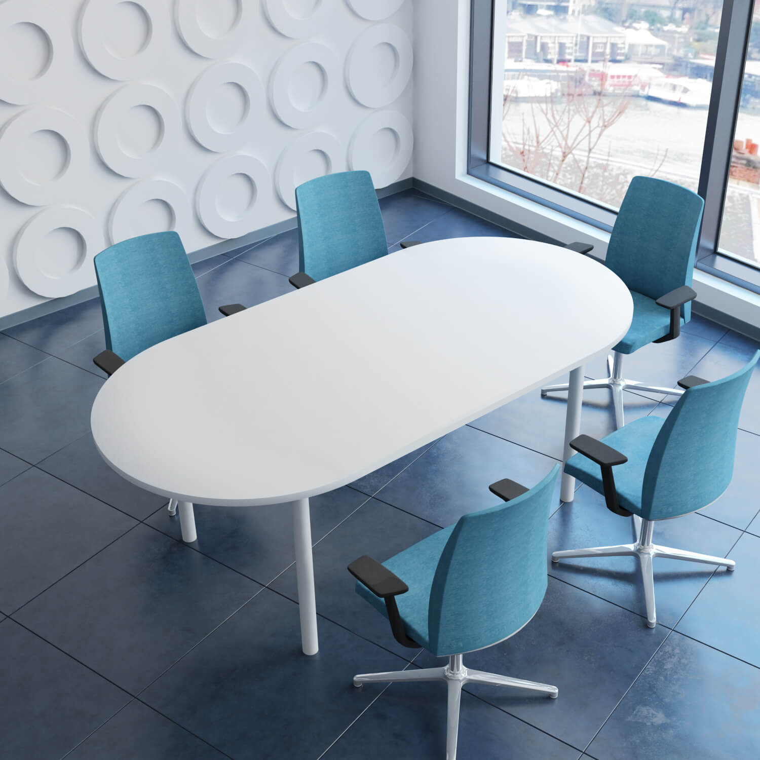 OPTIMA Conference table | Oval, 2400 x 1000 mm, white - 7 Main Image