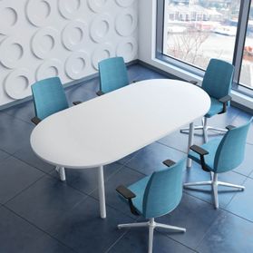 OPTIMA Konferenztisch | Oval, 2400 x 1000 mm, Weiß
