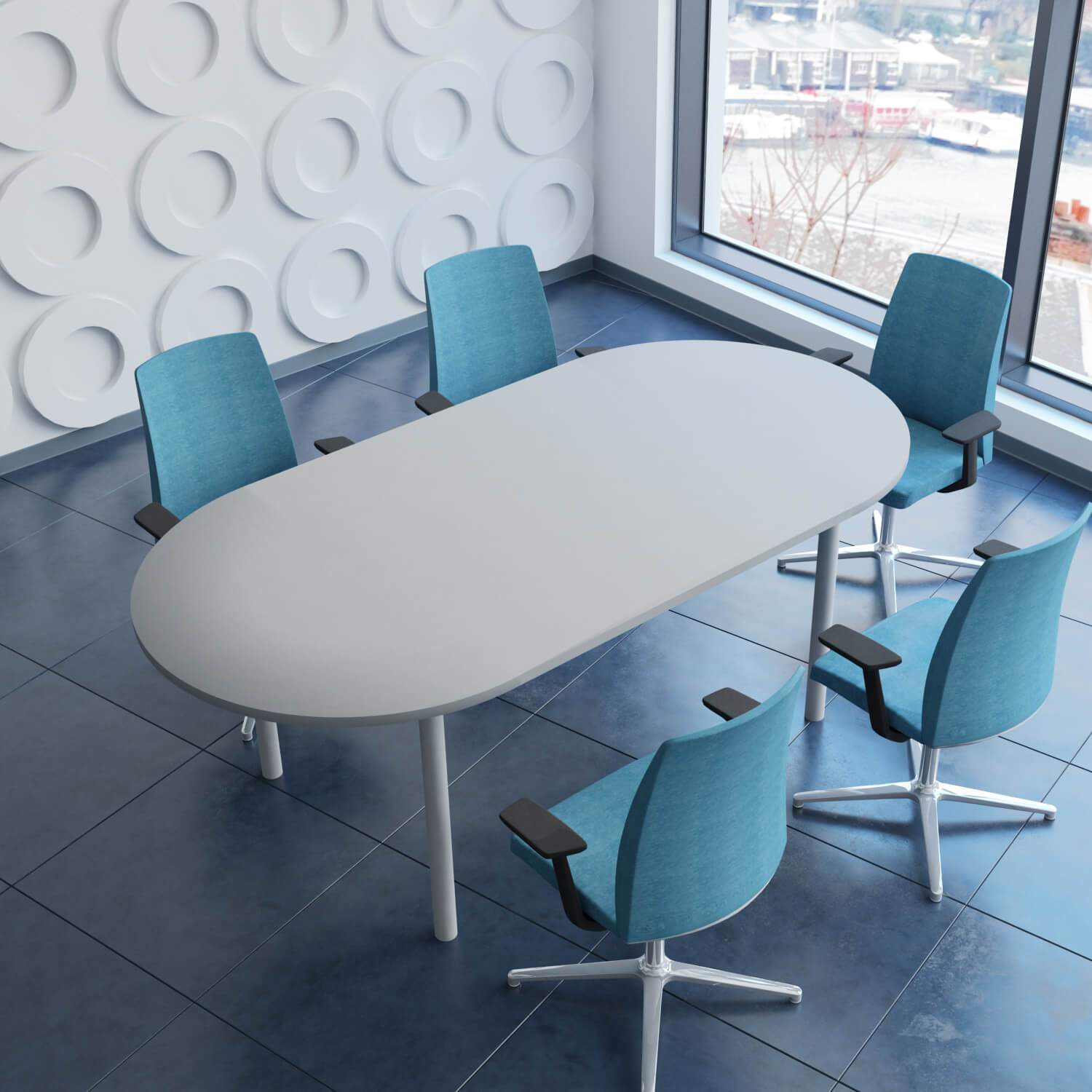 OPTIMA conference table | Oval, 2400 x 1000 mm, pearl gray - 7 Main Image