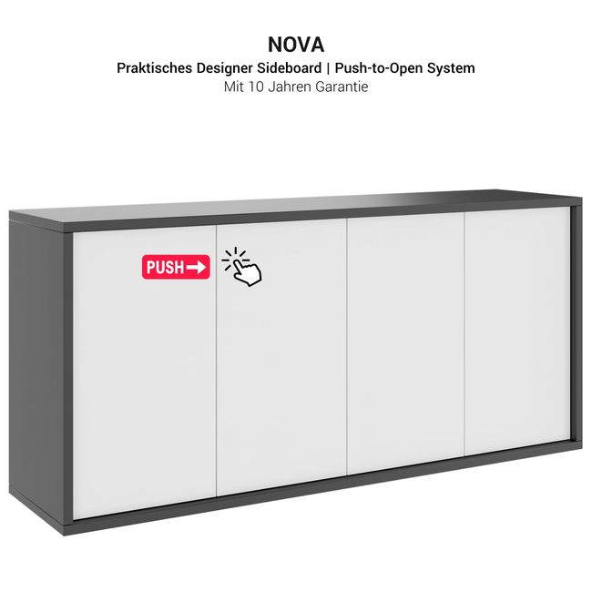 NOVA Sideboard | 2 OH, 1615 x 750 mm, Weiß