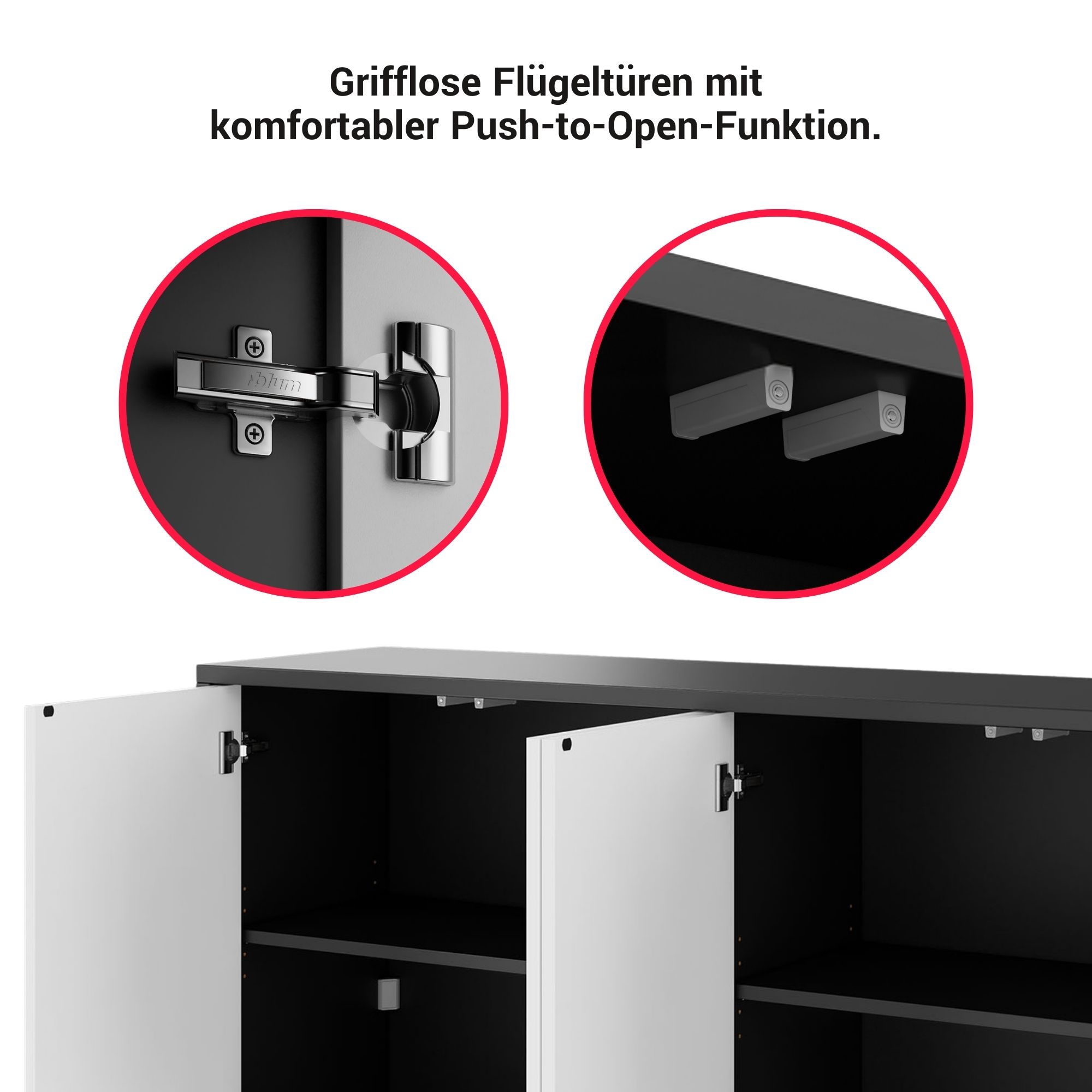 NOVA Buffet | 2 OH, 1615 x 750 mm, anthracite / blanc - 5 Main Image