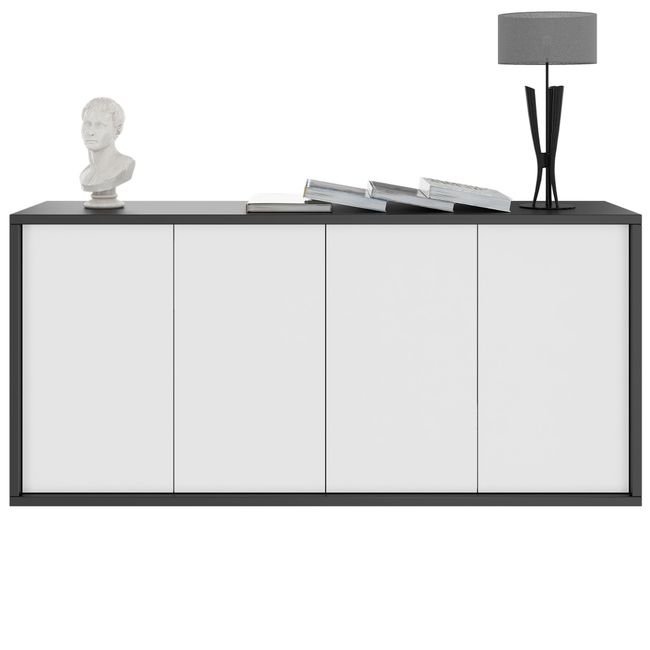 NOVA Sideboard | 2 OH, 1615 x 750 mm, Anthrazit / Weiß