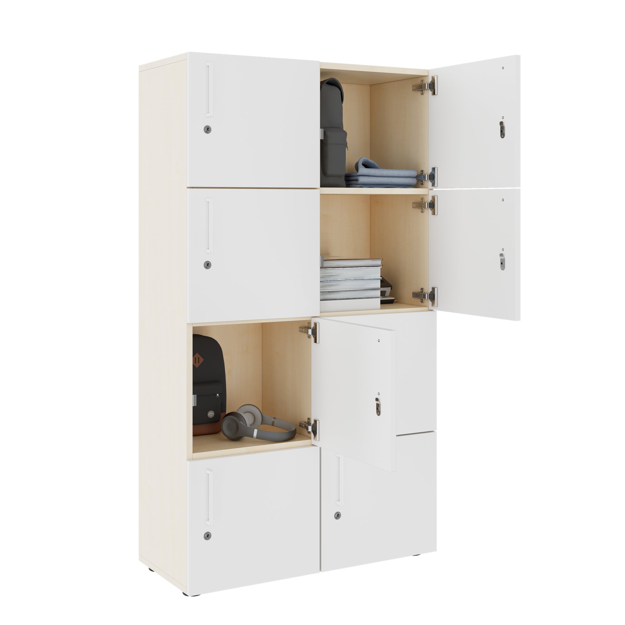 NOVA Spind | 800 x 1092 - 1444 mm (6 - 8 armadietti), acero / bianco - 4 Main Image