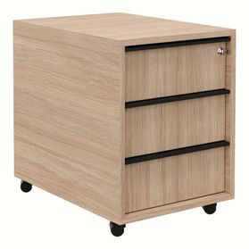 NOVA Rollcontainer | 3 Schubladen, 600 mm tief, Bernsteineiche