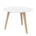 NOVA WOOD Couchtisch | Rund, Massivholz-Gestell, Ø 700 mm, HPL Weiß