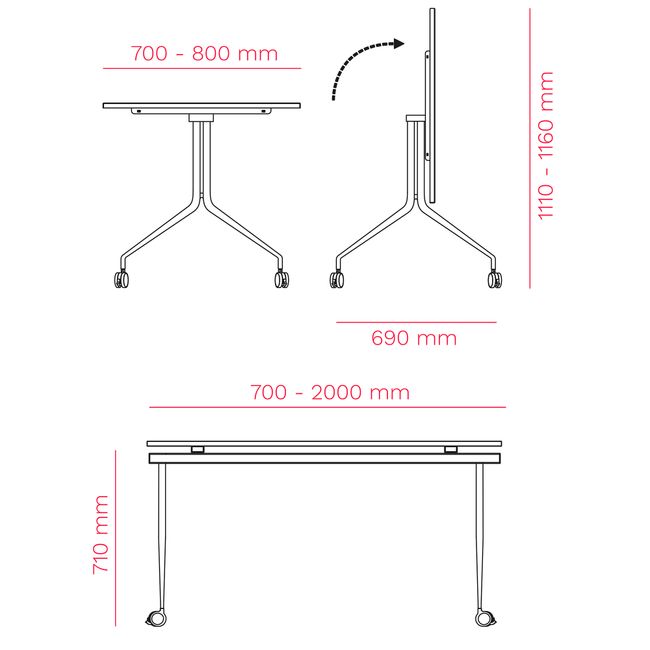 MARA - ARGO TILTING Konferenztisch | Rollbar, klappbar, 1600 x 800 mm, Weiß MARA - ARGO TILTING Konferenztisch | Rollbar, klappbar, 1600 x 800 mm, Weiß