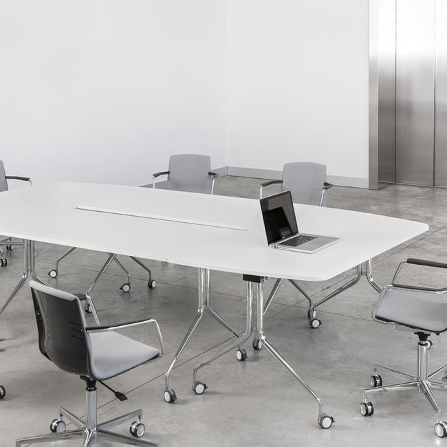 MARA - ARGO TILTING Konferenztisch | Rollbar, klappbar, 1600 x 800 mm, Weiß MARA - ARGO TILTING Konferenztisch | Rollbar, klappbar, 1600 x 800 mm, Weiß