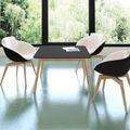 NOVA WOOD Couchtisch | Massivholz-Gestell, 700 x 700 mm, HPL FENIX Schwarz - 1 Thumbnail Image