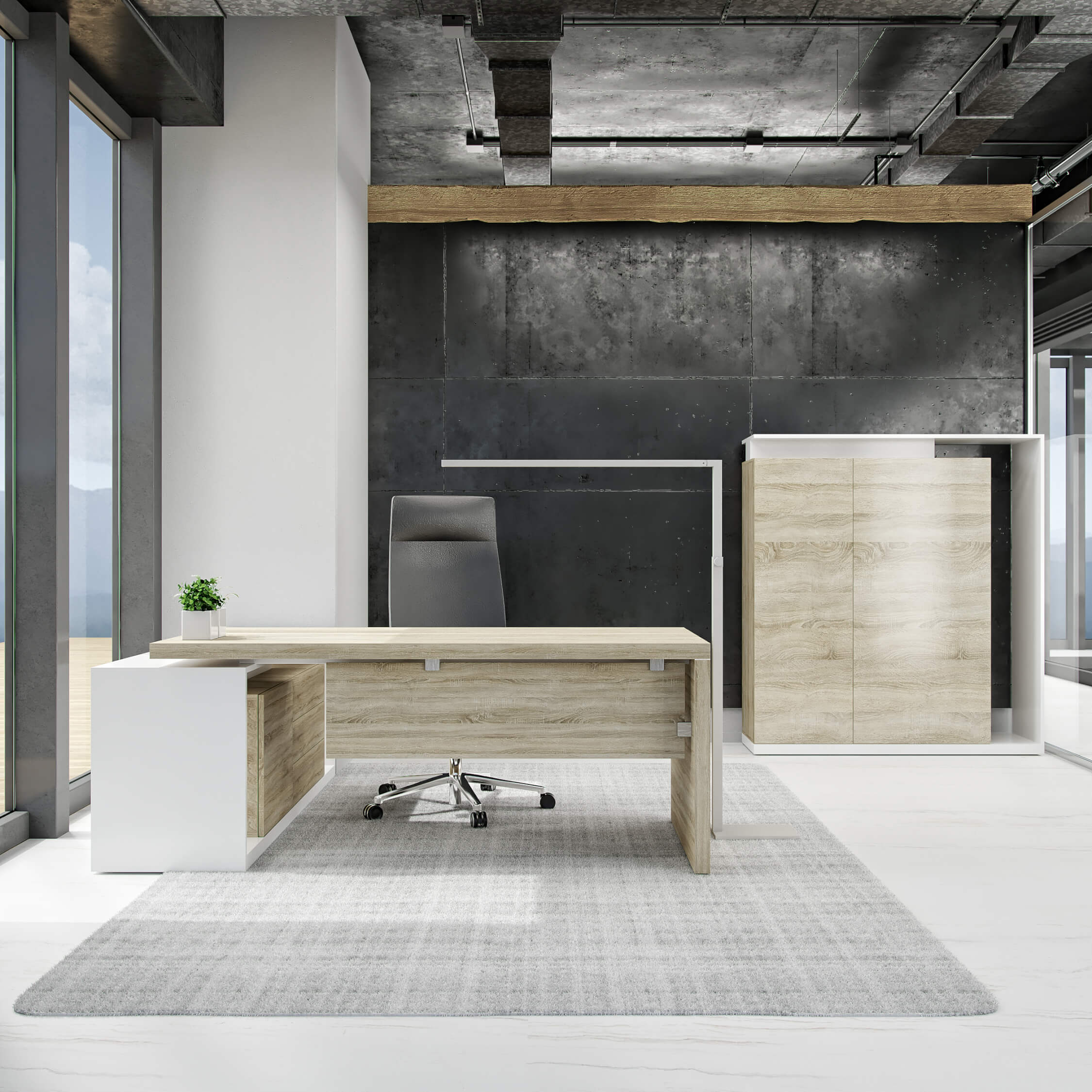 AVION Ensemble de bureaux en chef - y compris le service d'assemblage | Chêne sonoma - 3 Main Image