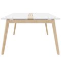 NOVA WOOD Konferenztisch | Elektrifiziert, Massivholz-Gestell, 1200 x 1200 mm, Weiß