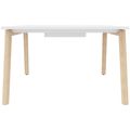 NOVA WOOD Konferenztisch | Elektrifiziert, Massivholz-Gestell, 1200 x 1200 mm, Weiß