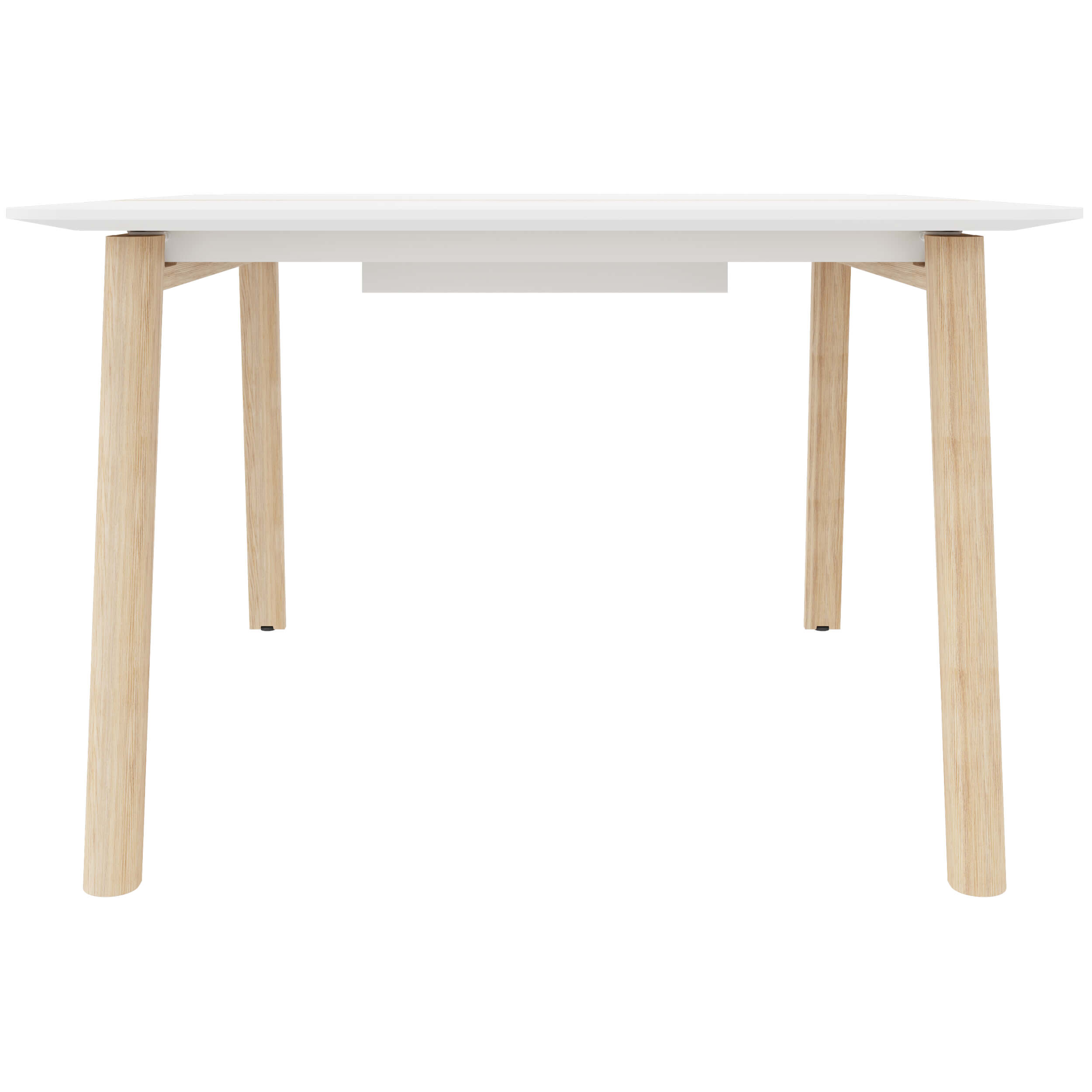 NOVA WOOD Conference table | Electrified, solid wood frame, 1200 x 1200 mm, HPL white - 4 Main Image