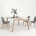 NOVA WOOD Konferenztisch | Elektrifiziert, Massivholz-Gestell, 1200 x 1200 mm, HPL Weiß
