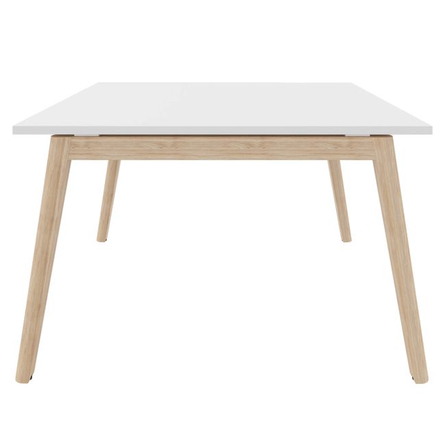 NOVA WOOD Konferenztisch | Massivholz-Gestell, 1200 x 1200 mm, Weiß