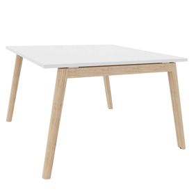 NOVA WOOD Konferenztisch | Massivholz-Gestell, 1200 x 1200 mm, Weiß