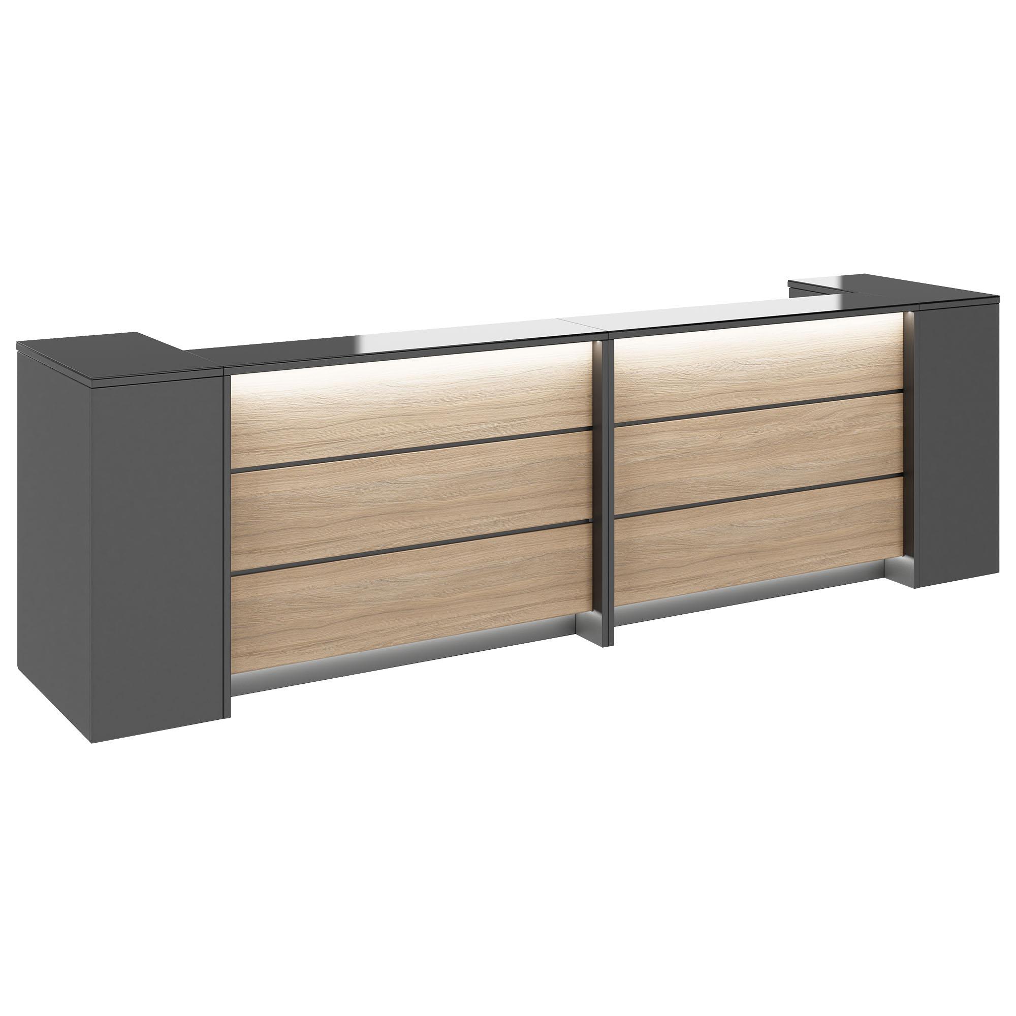 Novum reception counter | 3200-4000 mm, multicolor LED lighting, anthracite - 1 Main Image