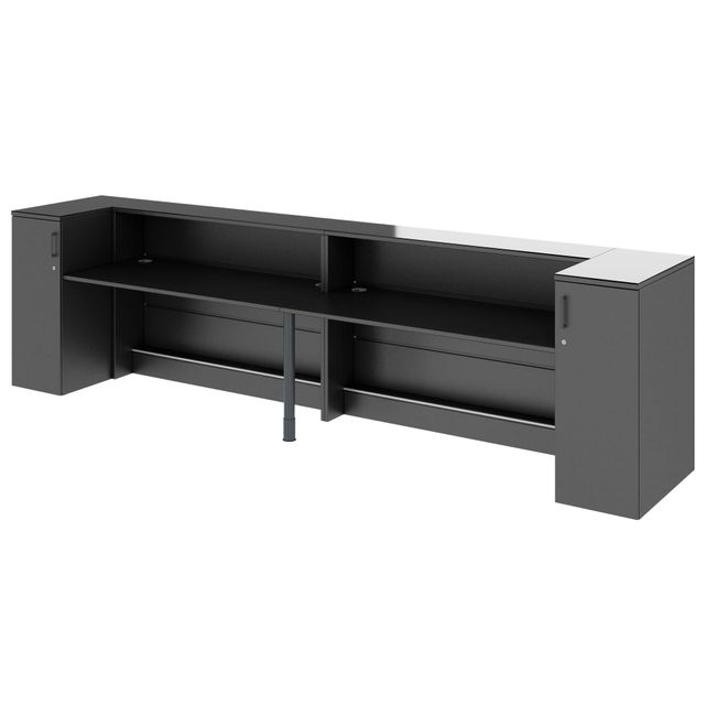 NOVUM Empfangstheke | 3200 - 4000 mm, Multicolor-LED-Beleuchtung, Anthrazit
