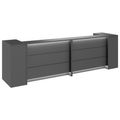 NOVUM Empfangstheke | 3200 - 4000 mm, Multicolor-LED-Beleuchtung, Anthrazit