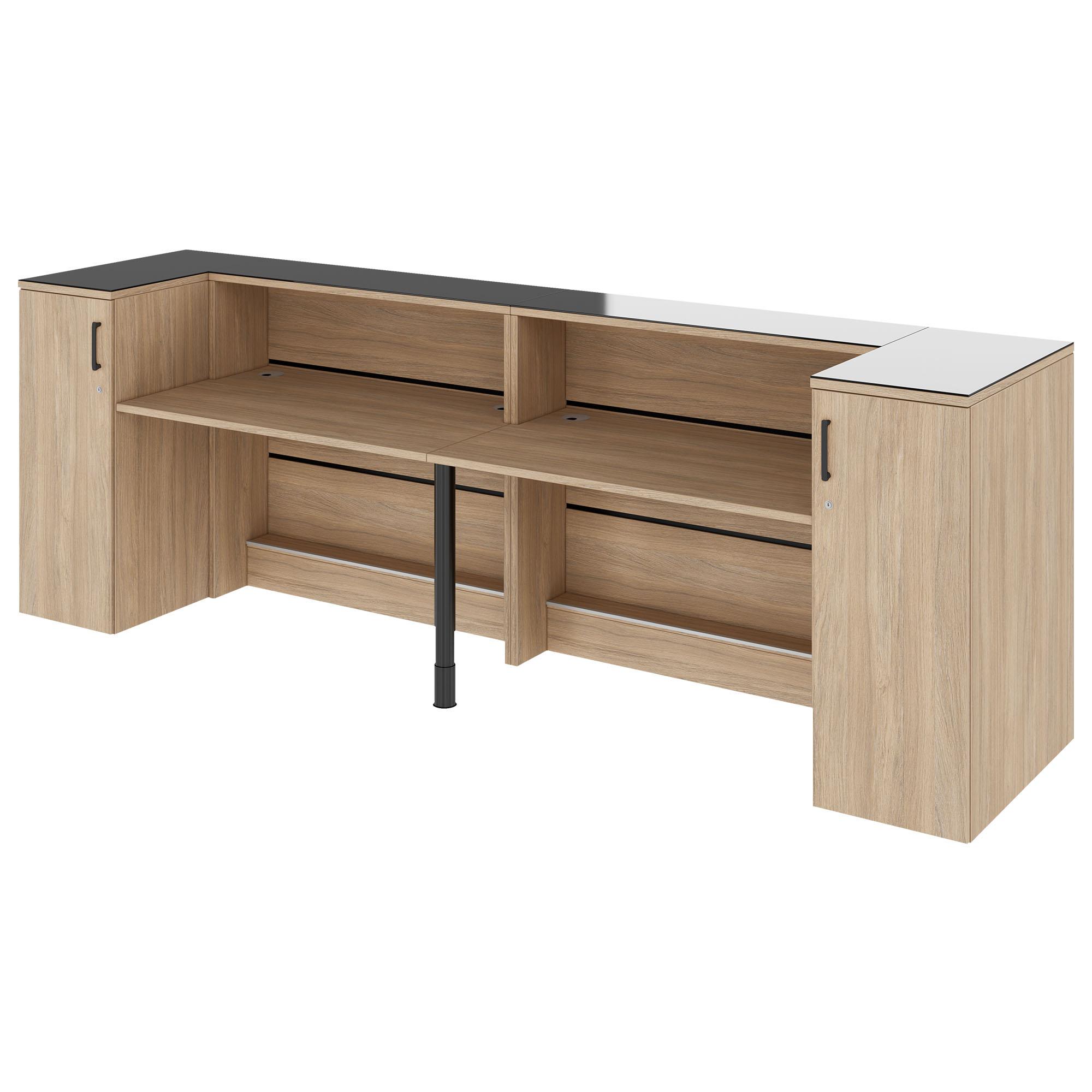 Novum reception counter | 3200-4000 mm, multicolor LED lighting, amber oak - 2 Main Image