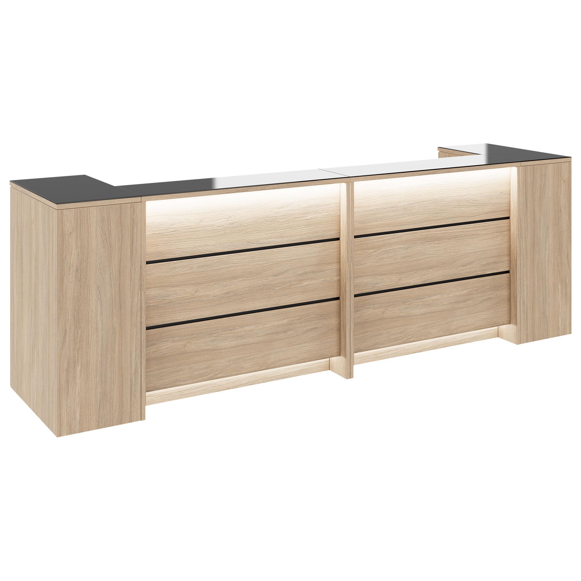 Novum reception counter | 3200-4000 mm, multicolor LED lighting, amber oak - 1 Main Image