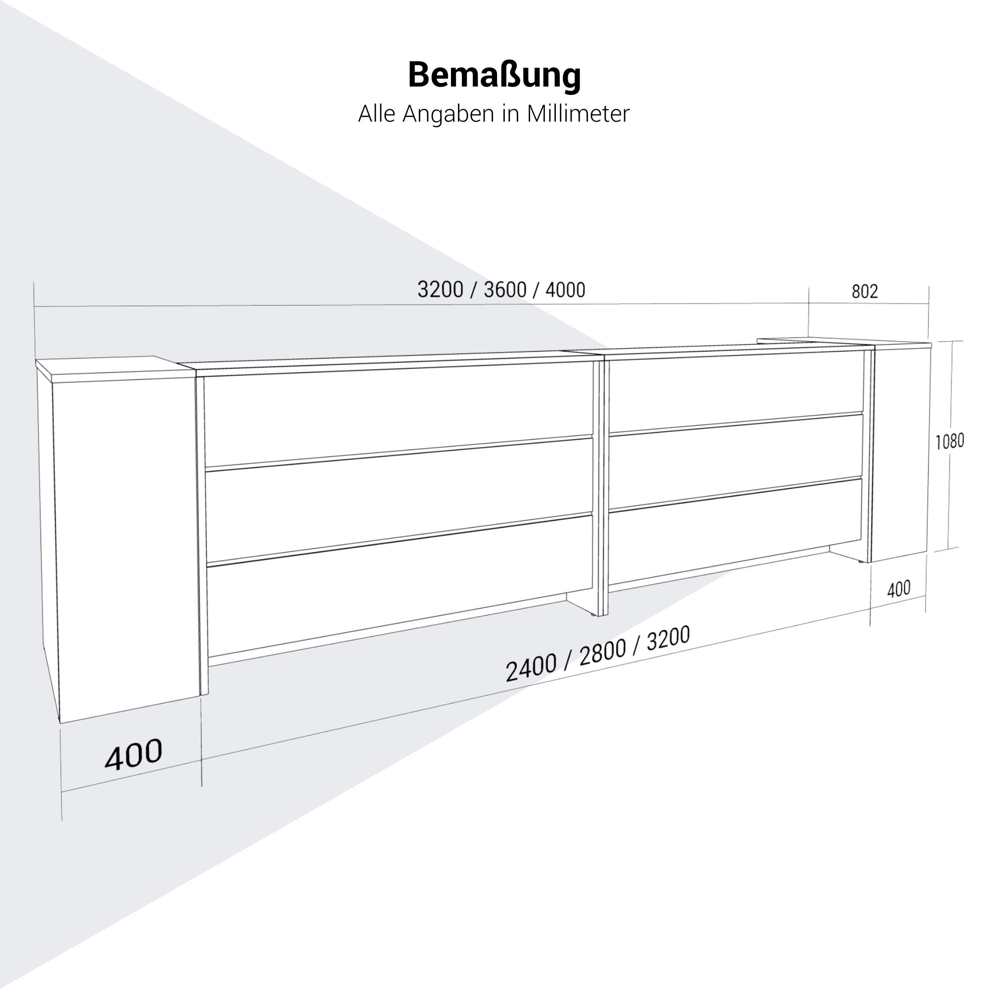 Novum reception counter | 3200-4000 mm, multicolor LED lighting, amber oak - 10 Main Image