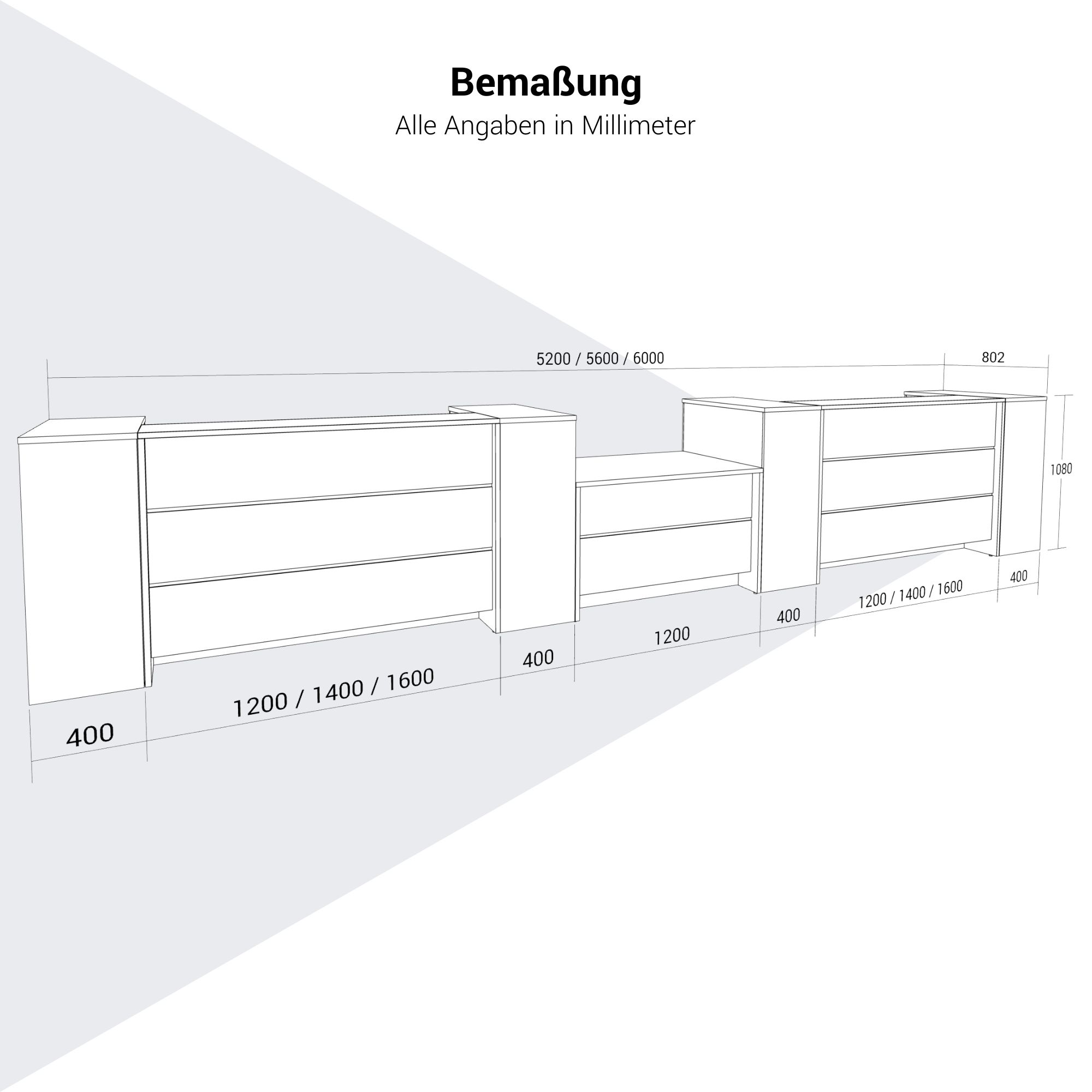 NOVUM Empfangstheke | 5200 - 6000 mm, Multicolor-LED-Beleuchtung, Weiß - 10 Main Image